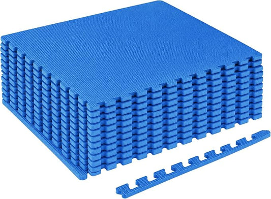 HulkFit Puzzle Exercise Mat, 1/2 Inch EVA Interlocking Foam Gym Flooring for Home Gym, Garage, Apartments, Shock-Absorbing Floor Tiles Workout Mat for Workout Equipment, MMA, Gymnastics, 12 Tiles