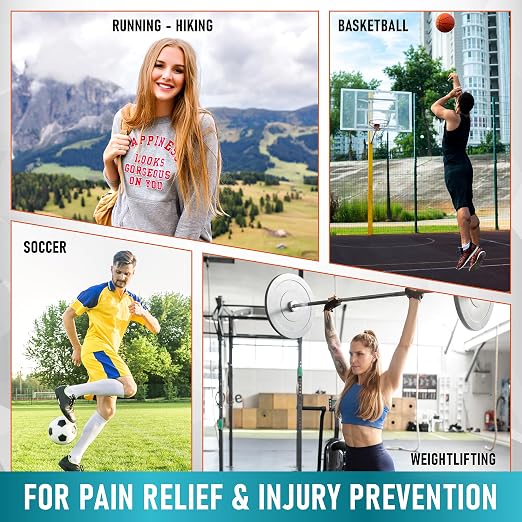 PhysFlex 2 Pack Patellar Tendon Support Strap - Knee Brace for Pain Relief, Patella Band for Basketball, Jumpers Knee, Tendonitis, Adjustable Patella Stabilizer Strap for Men & Women