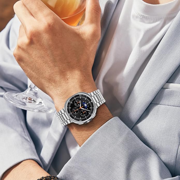 Metal Band for Samsung Galaxy Watch 9 8 40mm 44mm/Classic 46mm Men Women | Stainless Steel, No Gap Strap, Link Bracelet for Samsung Galaxy Watch 8 9 44 40mm/8 Classic 46mm, Business to Casual