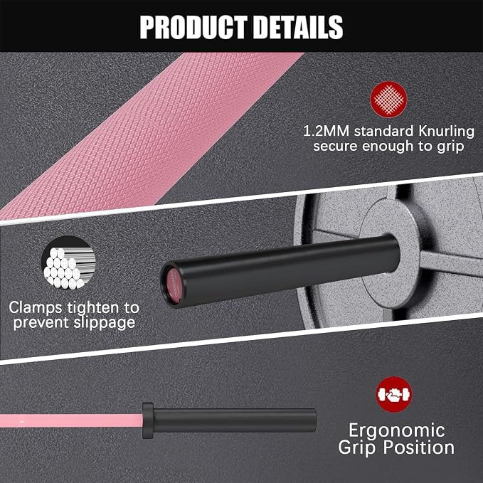 PROOFGOLD 6.6ft Olympic Barbell Bar,35Lb(15kg) Womens Barbell,Bench Press Bar for Squats and Deadlifts,2 Inch Olympic Weight Bar for Home Gym,500LB/700LB