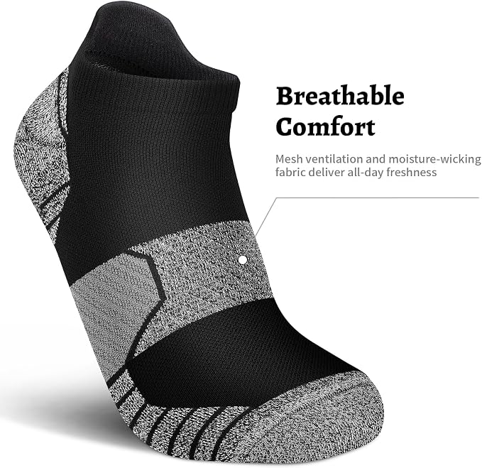 Ankle Compression Socks for Women 6 Pairs Running Socks with Arch Support | Athletic Womens Ankle Socks for Running, Gym, Workouts, Long-Distance Walking, Travel, Daily Use, Relieve Plantar Fasciitis