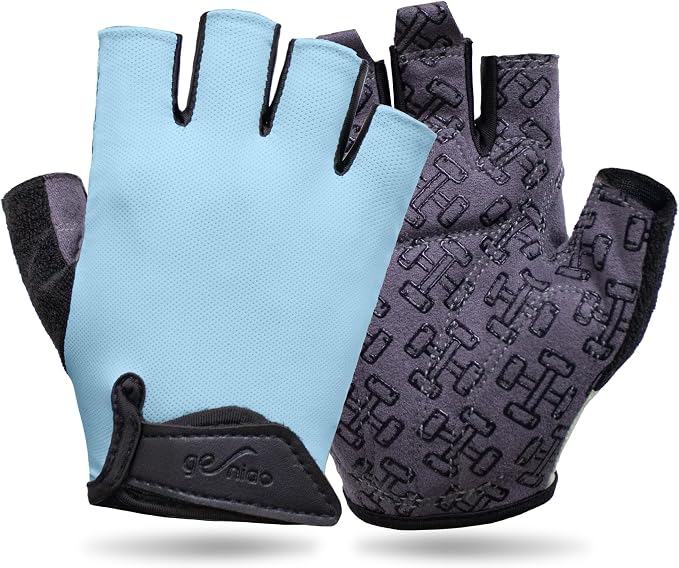 Workout Gloves for Women Men, Full Palm Silicone Grip, Padded Half Finger Gloves for Gym, Weight Lifting, Cycling