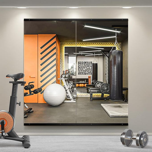 Home Gym Mirror for Wall, 50x25x2PCS Frameless Full Length Mirror, Black | HD Shatterproof Glass, Easy Wall Mount, Large Body Mirrors for Home Gym, Workout, Bedroom, Garage