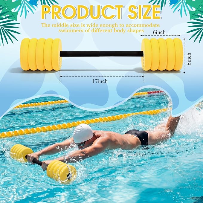 Soulchen Long Aquatic Exercise Dumbbells Pool Exercise Foam Water Weights Dumbbell Aquatic Pool Barbells with High Density EVA Foam for Swim Water Aerobics Workouts Loss