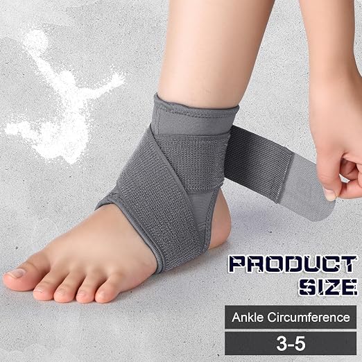 Honoson 2 Pcs Ankle Brace Kid Ankle Support Youth Neoprene Lace up Compression Sleeve Foot Brace Stabilizer with Adjustable Strap for Sport Sprained Plantar Fasciitis Achilles Tendonitis(Grey,S)