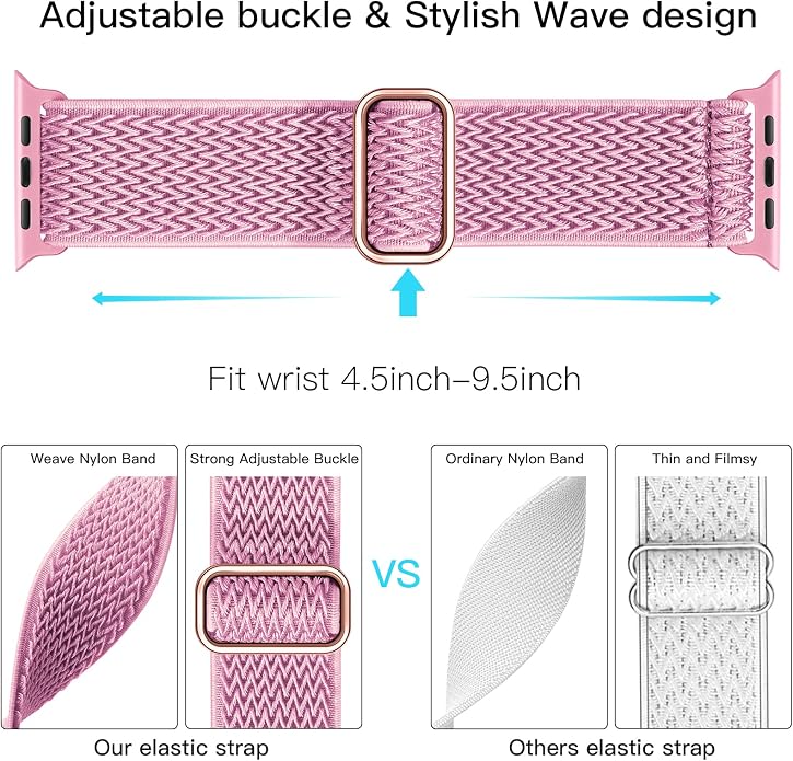 Lerobo Stretchy Nylon Solo Loop Band, Compatible with Apple Watch Series 11 10 9 8 7 6 5 4 3 SE3/2/1 Ultra3/2/1, Adjustable Strap for iwatch Band 44mm 45mm 46mm 49mm 42mm 40mm 41mm 38mm for Women Men