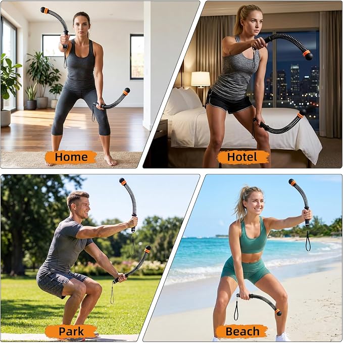 Ropeless Battle Ropes Adjustable Weight, Cordless Battle Ropes for Home Gym, Weighted Portable Battle Rope with Storage Bag, Low Impact HIIT Strength Cardio Workout Rope for Men & Women (Black)