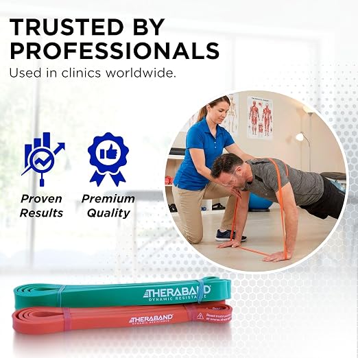 THERABAND High Resistance Band Set of 2, Light and Medium Loop, 15-25 lb | Portable, lightweight, compact, rubber. For home, recovery, gym. Therapy, physical, stretch, elastic. 2-Pack.