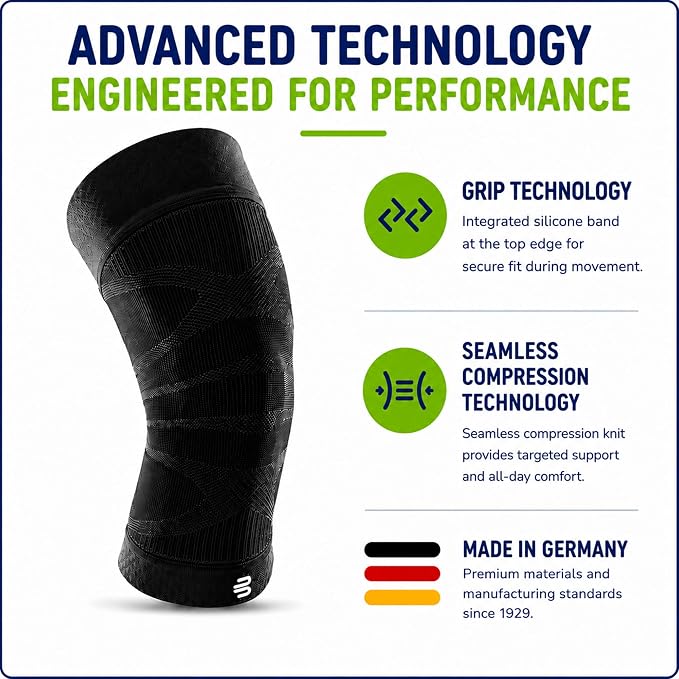 Bauerfeind Sports Compression Knee Sleeve - Lightweight Design with Gripping Zones for Knee Pain Relief & Performance