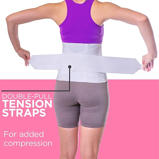 BraceAbility Women's Back Brace for Female Lower Back Pain - Lightweight Soft White Elastic Lumbar Compression Support Belt is Discreet Under Clothes for Ladies, Nurses, Walking (Small)