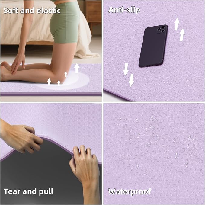 Extra Wide Yoga Mat 76"x40"x10mm TPE Non-Slip Fitness Exercise Mat | Thick 10mm Premium TPE, Extra Large for Pilates, Workout and Home Gym. Ideal for Men and Women