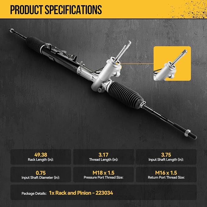 KAC Power Steering Rack and Pinion Replacement for Dodge Journey 2009 All Models/2010 3.5L FWD/2010-2018 2.4L FWD/2011-2018 3.6L FWD/2011-2019 3.6L AWD/2012-2018 2.4L AWD Replace 22-3034