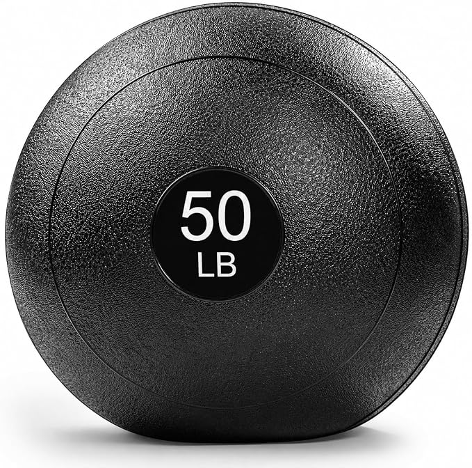 Sunny Health & Fitness Slam Medicine Ball - Sand-Filled, No-Bounce | 10-50LB, Sand-Filled, No-Bounce Core, Treaded Rubber Grip, Durable Flexible Shell, Full-Body Training, High-impact