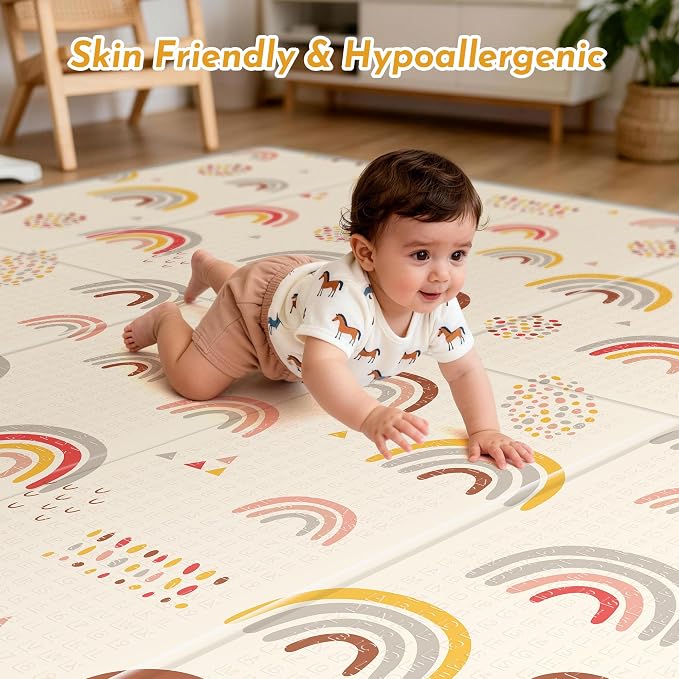 79x71 Baby Play Mat- Extra Large Playmats for Baby,Foldable Baby Foam Playmat for Floor,Thick Cushioning Padding Foam Playmat for Baby and Toddlers Infants, Baby Foam Playmat for Indoor or Outdoor Use | Foldable Baby Foam Playmat for Floor,Thick Cushio...