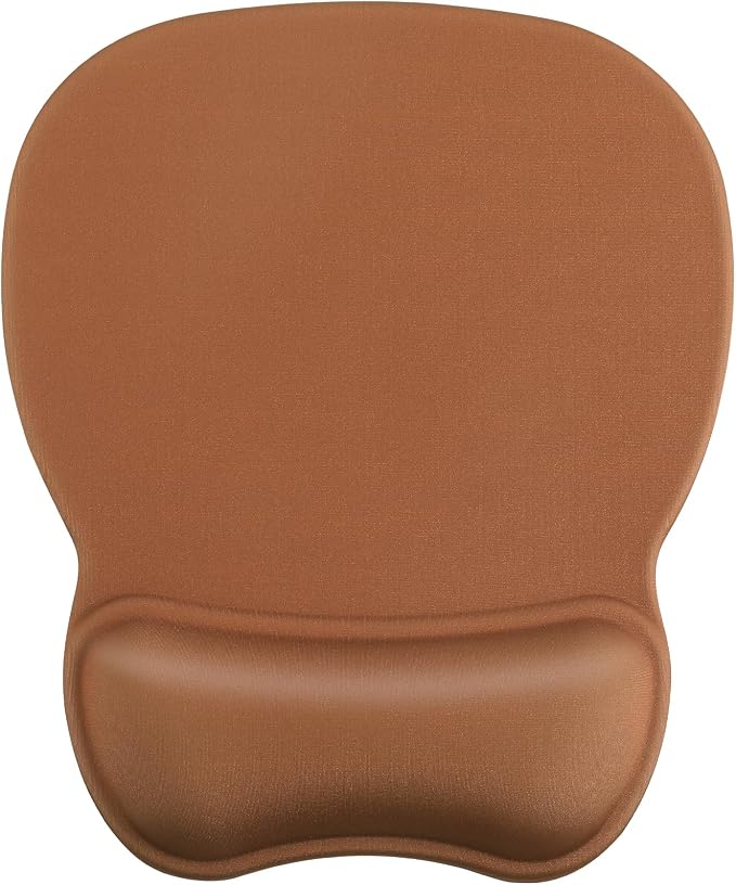 MROCO Ergonomic Mouse Pad with Gel Wrist Rest, 9.4 x 8.1 in, Coffee Brown | Ergonomic Shape Design, Multiple Pattern Options, Gel Wrist Comfort, Smooth Lycra Surface, Non-Slip PU Base