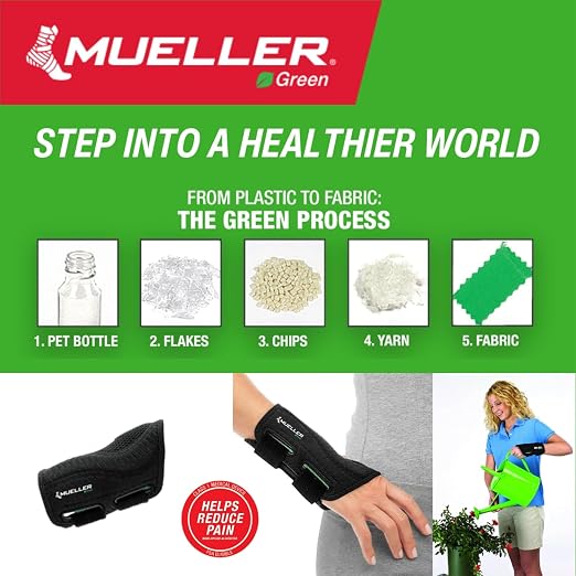 MUELLER Green Fitted Wrist Brace,Left,LG/XL,(Pack of 2)