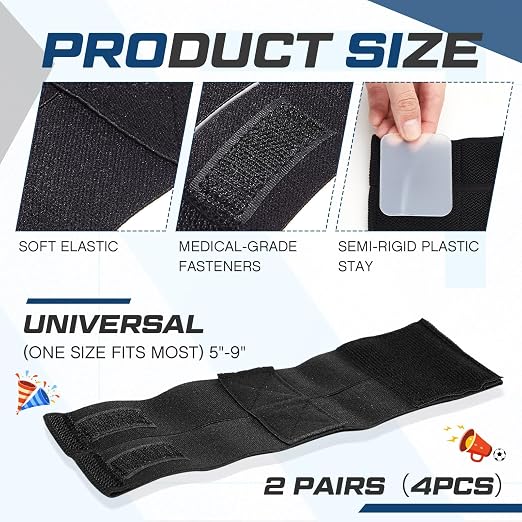4 Pack Wrist Brace Adjustable Wrist Support Sport Straps for Tendonitis Carpal Tunnel Arthritis Gymnastics Wraps Pain Relief for Football Cheerleaders Fitness Weightlifting(Black)