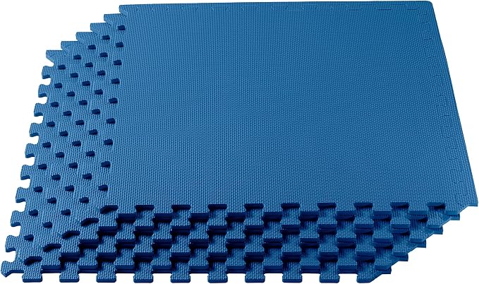 We Sell Mats 1/2 Inch Thickness Multipurpose EVA Foam Floor Tiles, Interlocking Floor Mat for Indoor Gym and Home Use, 24 in x 24 in, Blue, 16 Square Feet (4 Tiles)