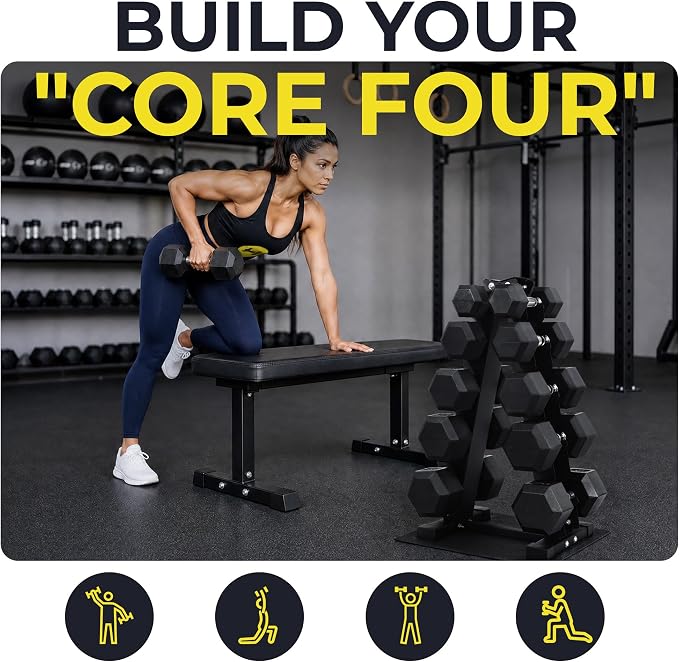 HulkFit 160-550LB Rubber Hex Dumbbell Set with Storage Rack, Solid Cast Iron Dumbbells for Full Body, Anti-Slip Grip, Weights Dumbbells Set for Home Gym Training