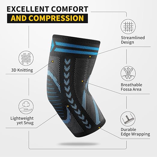 CAMBIVO 2 Pack Tennis Elbow Brace for Tendonitis and Tennis Elbow,Golfers Elbow, Arm Compression Sleeves for Women and Men, Bíceps Support Sleeve for Weightlifting, Basketball and Workout | Golfers Elbow and Arthritis Relief, Breathable 3D Knit Fabric,...
