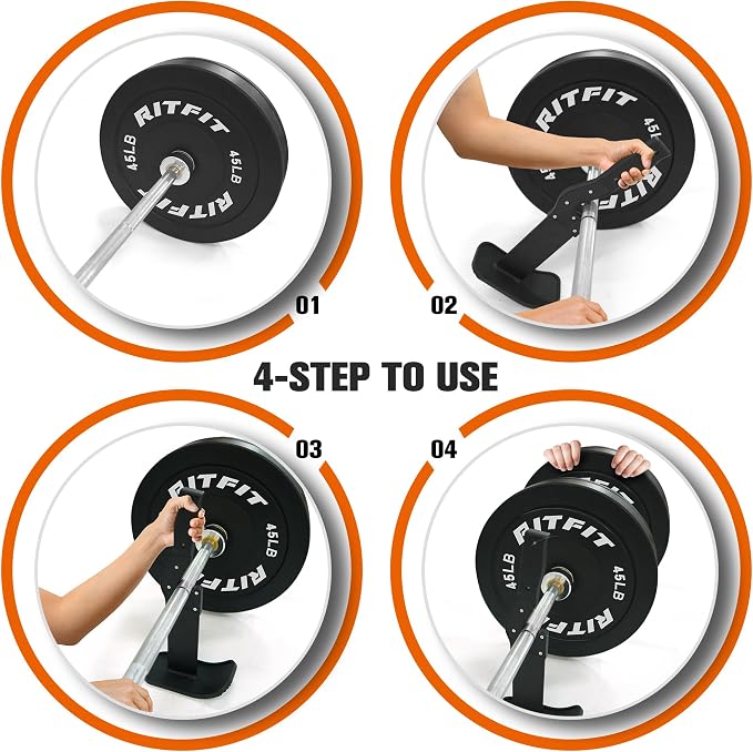 RitFit Deadlift Jack, 660LB Capacity, Non-Slip Handle Portable Barbell Jack | Heavy-Gauge Metal, PVC-Protected Base,No Assembly, Fits Standard Barbells, Ideal for Deadlift & Powerlifting