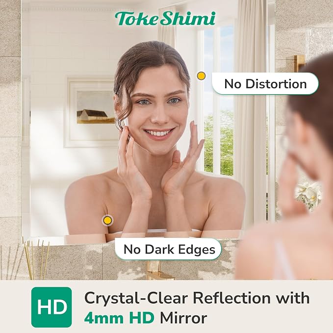 22x30 Bathroom Vanity Mirror Beveled Rectangle, Frameless Mirror Bathroom with 1" Beveled Edge, Shatterproof Modern Decorative Wall Mirrored for Living Room, Entryway, Bedroom