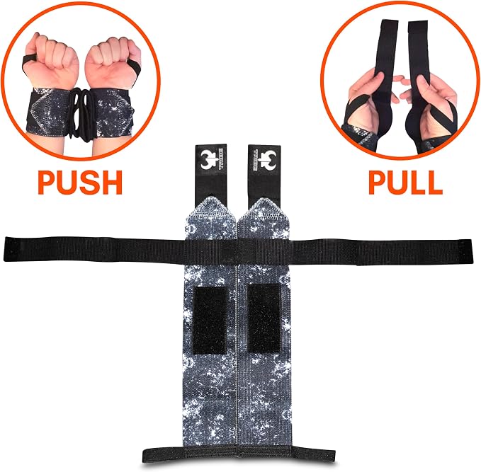 2-in-1 Heavy Duty Lifting Straps and Wrist Wraps, 18 Inch Non-Slip Grip