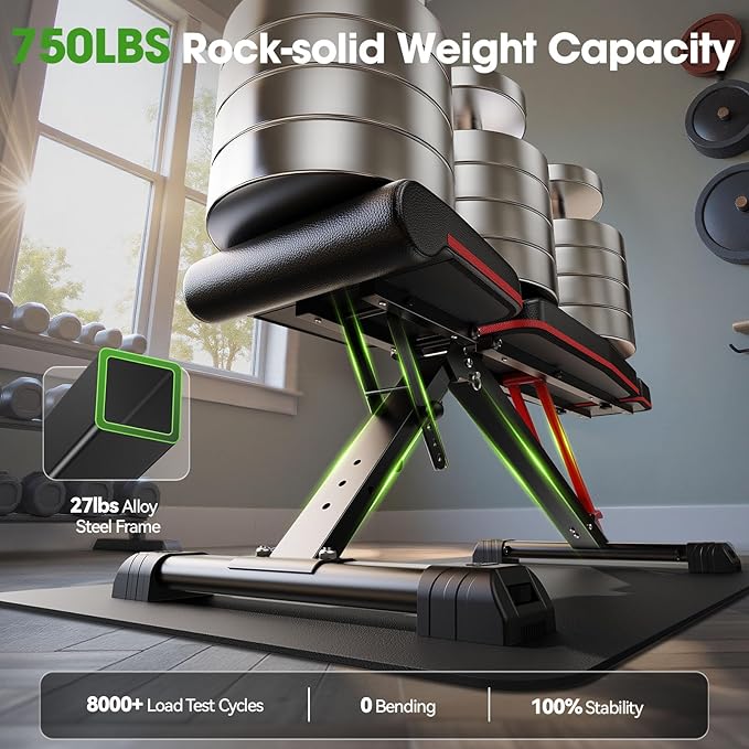 FLYBIRD WB3 Weight Bench up to 6'5", 750LBS Capacity Adjustable Weight Bench for Workout, 27LBS Sturdy Foldable Bench Press for Home Gym, 5X Stable Lifting Bench Incline Decline Flat Dumbbell Exercise