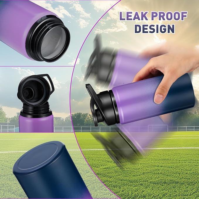 Mimorou 10 Pack Aluminum Water Bottles Bulk 17oz Reusable Leak-Proof Lightweight Sport Bottles Set for Travel Gym Team Camping & Party Favors, 10 Colors
