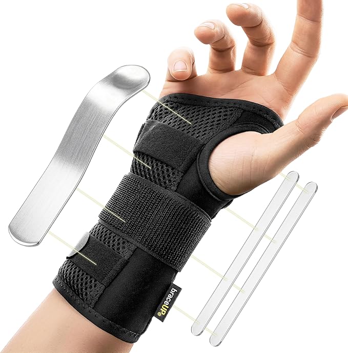 BraceUP Carpal Tunnel Wrist Brace - Metal Wrist Splint for Hand and Wrist Support, Tendonitis Arthritis Pain Relief