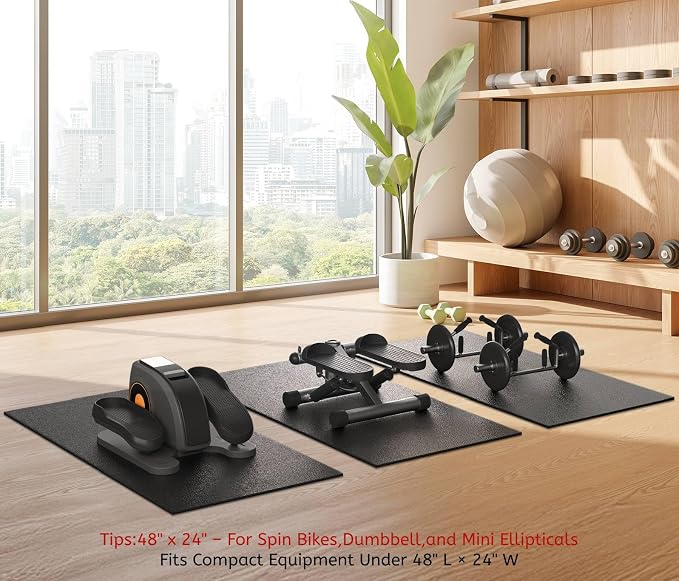GymCope Treadmill Mat for Hardwood Floor Carpet 7'x3'/6'x3'/6'x2.5'/4'x2' | 6mm Thick Exercise Equipment Gym Mat, Compatible with Peloton Bike, Indoor Spin Bike, Elliptical