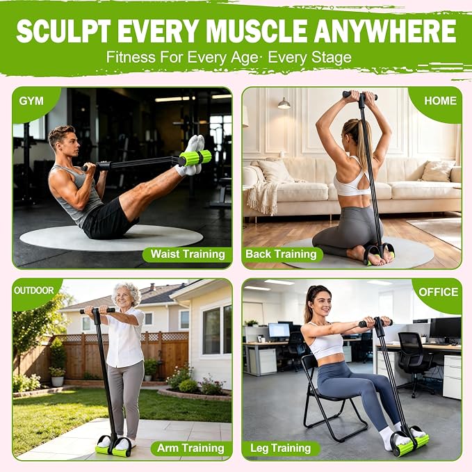 Multifunction Foot Pedal Resistance Bands with Handles, 6-Tube Elastic Yoga Exercise Bands, Home Gym Fitness Equipment for Women & Men to Tone Abs, Core, Legs, Arms, Waist