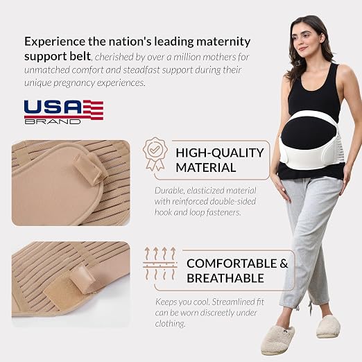 NeoTech Care Pregnancy Belly Band, Maternity Belt, for Pregnancy Belly Support, Back/Pelvic Support (Size L, Ivory Color)