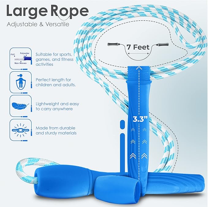 Ram Pro All Purpose Jump Rope Stripe Ropes With Plastic Handles for any Skill Level, 12PK, 6 colors (2 of each)