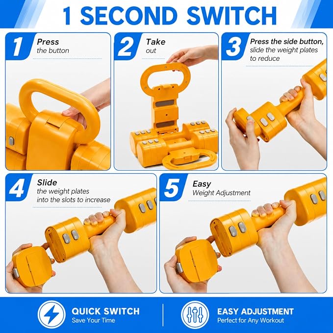 Adjustable Dumbbell Set, 4 in 1 Free Weights for Women with Fast Adjustment, Each 2.2/3.3/4.4/5.5lb Hand Weights, Compatible with Kettlebells for Home Gym Exercise & Fitness