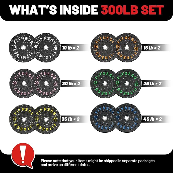 2" Bumper Plates Set Olympic Weight Plates for Barbell Strength Training | Papababe 2Inch Weights Plates Set, Floor Protective Plates, 20-600lbs Rubber Bumper Plates for Weightlifting, Bench Press