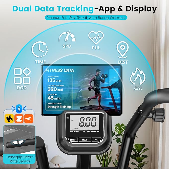 Recumbent Exercise Bikes for Home,Stationary Bike with Arm Exerciser | Smart Bluetooth App, 450LBS Capacity, 16 Level Magnetic Resistance, LCD Monitor, Home Rehab for Seniors Adults