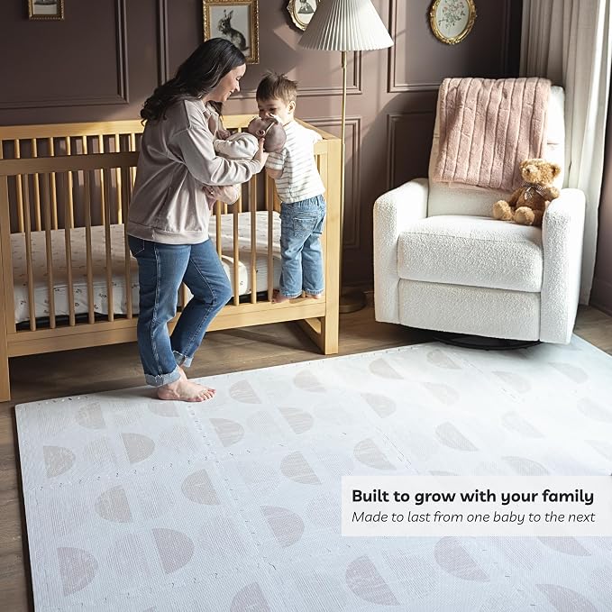 Little Landings Baby Play Mat for Floor - Aura Oat (8x8ft) - Premium EVA Foam Play Mat for Babies & Toddlers (Ages 0-5+) - Non-Toxic Playmat for Tummy Time, Crawling & Playroom - Stylish & Comfortable