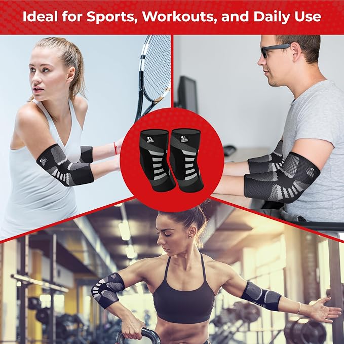Nordic Lifting Elbow Compression Sleeve & Brace for Weightlifting | These elbow compression sleeves provide support that holds firm through weightlifting and strength training during gym days