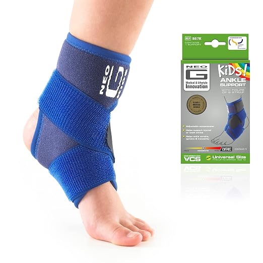 Neo-G Ankle Brace for Kids - Support for Juvenile Arthritis, Joint Pain, Ankle Injuries from Gymnastics, Basketball, Volleyball - Adjustable Compression - Class 1 Medical Device - One Size – Blue