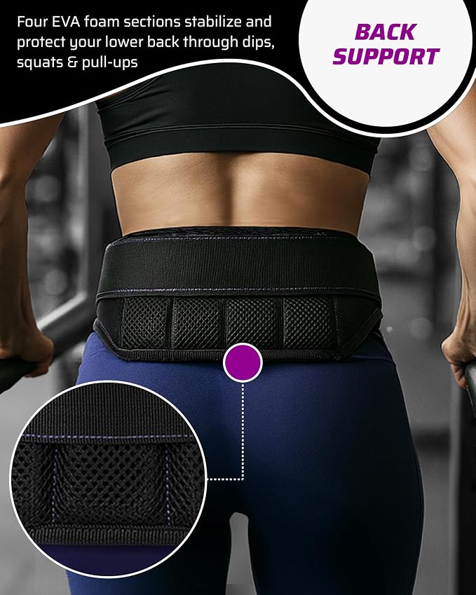 THEFITGUY Women’s Dip Belt for Weighted Dips, Pull-Ups & Belt Squats | Contoured no-pinch dip belt for women’s hips and smaller waists, with buckle closure, 2 straps, and metal hooks