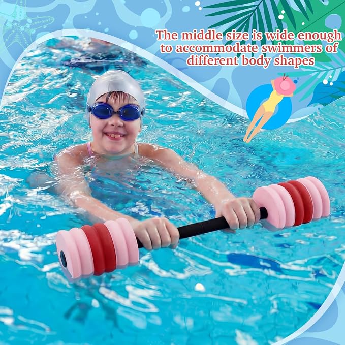 Soulchen Long Aquatic Exercise Dumbbells Pool Exercise Foam Water Weights Dumbbell Aquatic Pool Barbells with High Density EVA Foam for Swim Water Aerobics Workouts Loss