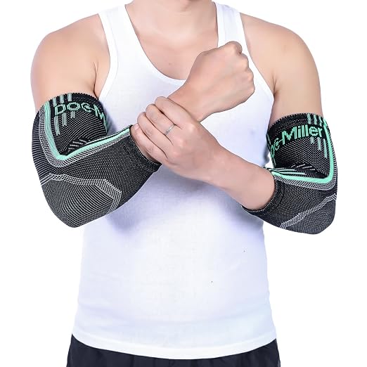 Doc Miller Elbow Compression Sleeves for Tendonitis, Women & Men, 1 Pair | Compression support, Arm Brace, Tennis Injuries, Bursitis Relief, Tendon Care, Active Use, Sports & Recovery
