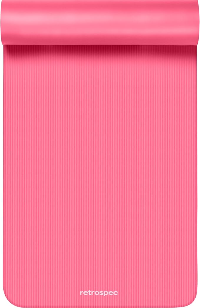 Retrospec Solana Yoga Mat 1" Thick w/Nylon Strap for Men & Women - Non Slip Exercise Mat for Home Yoga, Pilates, Stretching, Floor & Fitness Workouts