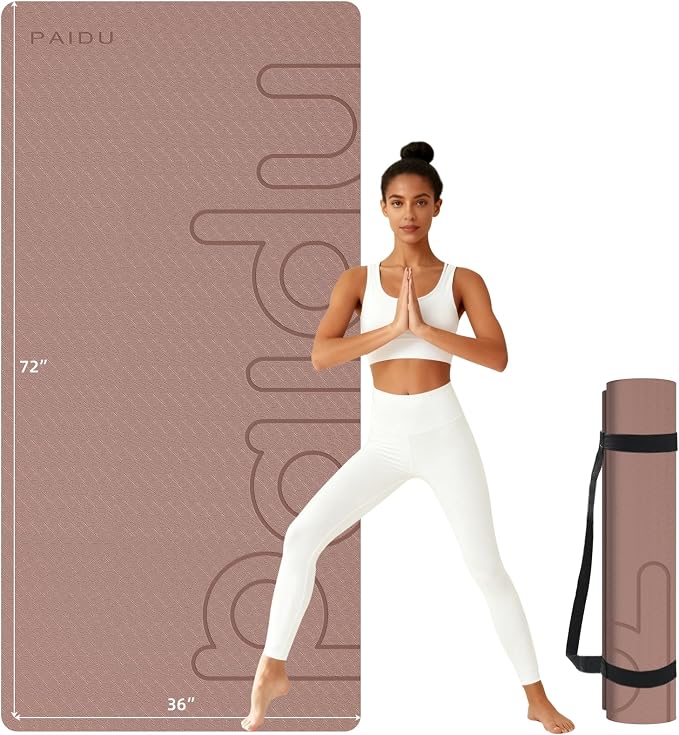 PAIDU Large Yoga Mat, 72"x36"x2/5" POE Non-Slip Exercise Mat | 10MM Thick, POE, non‑slip, ideal for home gym, yoga, pilates, fitness & floor use