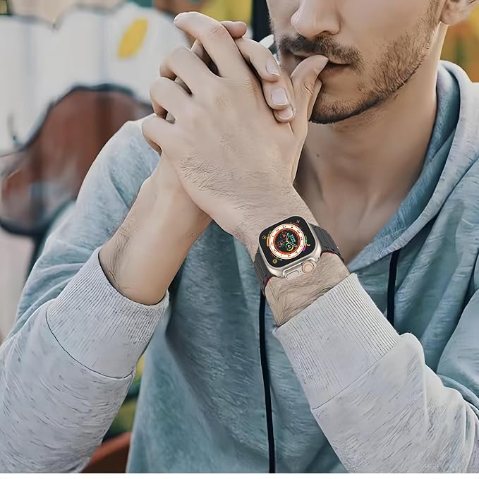 Magnetic Band Compatible with Apple Watch Ultra 3/2/1 Band for Men 38mm 40mm 41mm 42mm, Silicone Sport Waterproof Loop Strap Magnet Link for iWatch Series SE 11 10 9 8 7 6 5 4 3 2 1(BlackRed)