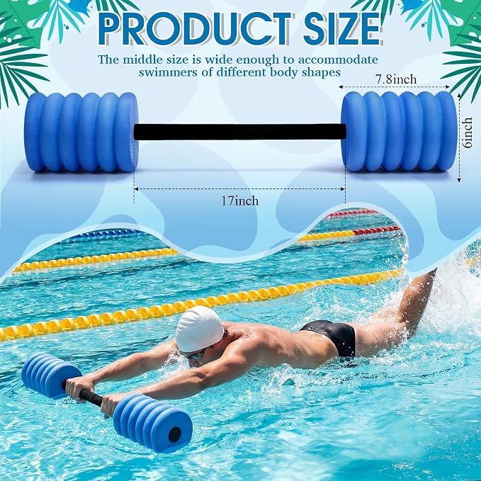 Soulchen Long Aquatic Exercise Dumbbells Pool Exercise Foam Water Weights Dumbbell Aquatic Pool Barbells with High Density EVA Foam for Swim Water Aerobics Workouts Loss