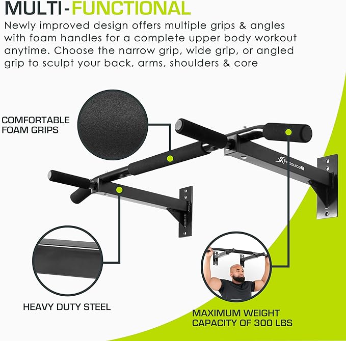 ProsourceFit Pull Up Bar for Multi Use Fitness & Home Gym Exercise
