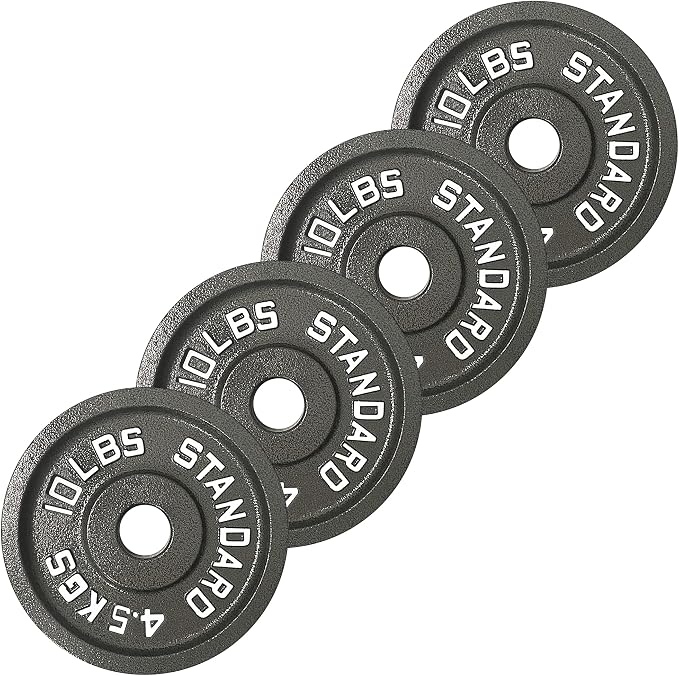 Iron Crush 4 Pack Cast Iron Olympic Weight Plates – Free Weights with 2-inch Hole - Hammertone Finish - for Strength Training & Home Gym