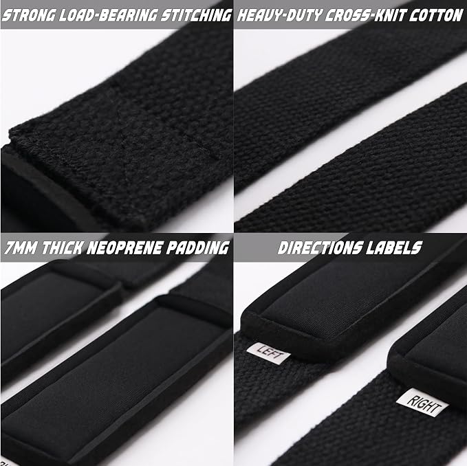 Lifting Wrist Straps for Weightlifting, Weight Lifting Straps Gym Strength Training, Neoprene Padded Wrist Support, Deadlift Straps for Men & Women, 22.5 Inch Cotton